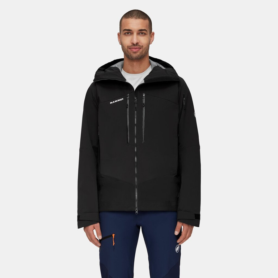 jaqueta com capuz taiss pro hs masculina azul-petróleo escuro e preto.