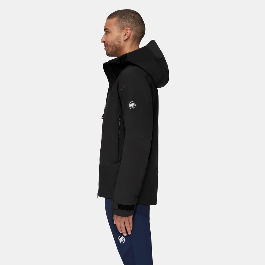 jaqueta com capuz taiss pro hs masculina azul-petróleo escuro e preto.