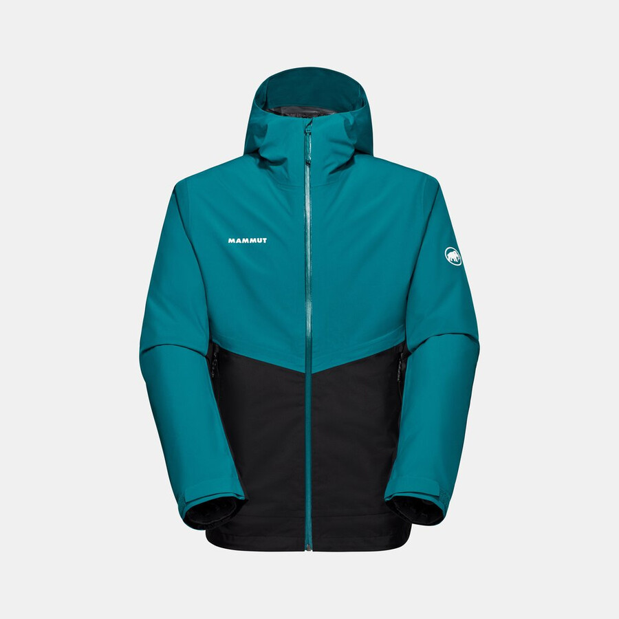 jaqueta com capuz alto light 3 em 1 hs masculina azul-petróleo escuro e preto.
