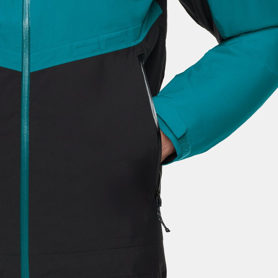 jaqueta com capuz alto light 3 em 1 hs masculina azul-petróleo escuro e preto.