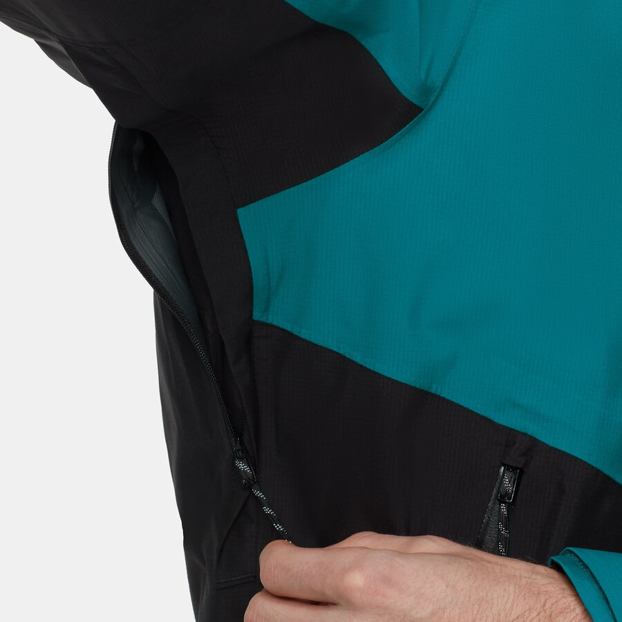 jaqueta com capuz alto light 3 em 1 hs masculina azul-petróleo escuro e preto.