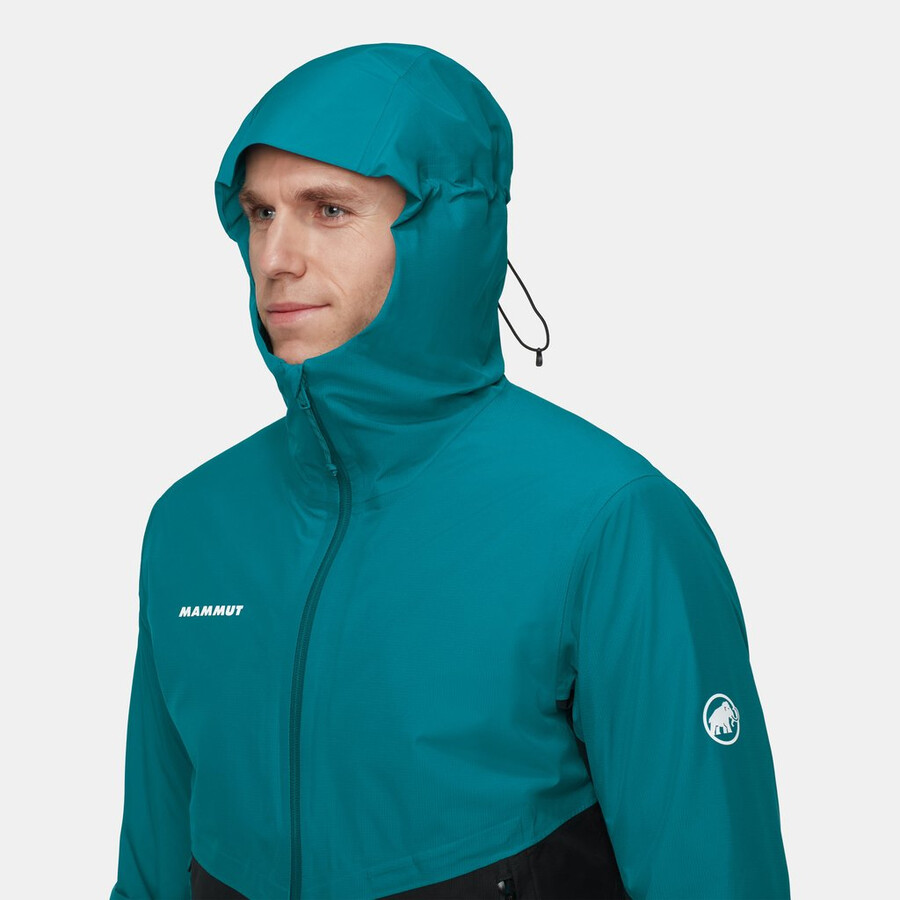 jaqueta com capuz alto light 3 em 1 hs masculina azul-petróleo escuro e preto.