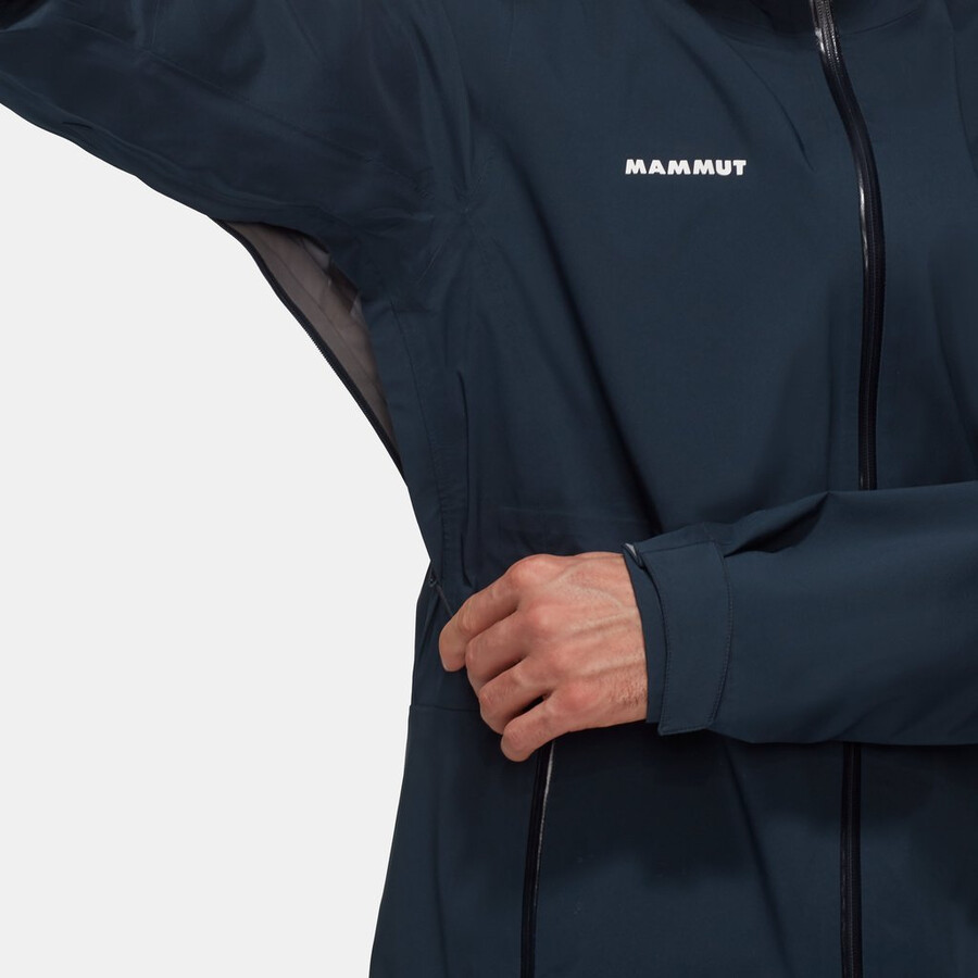 jaqueta com capuz linard guide hs masculina preta e verde-azulado escuro.