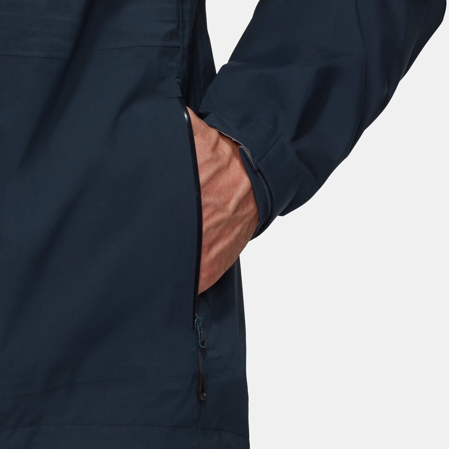 jaqueta com capuz linard guide hs masculina preta e verde-azulado escuro.