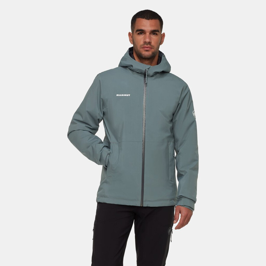 jaqueta com capuz linard hs thermo masculina azul-petróleo escuro e preto.