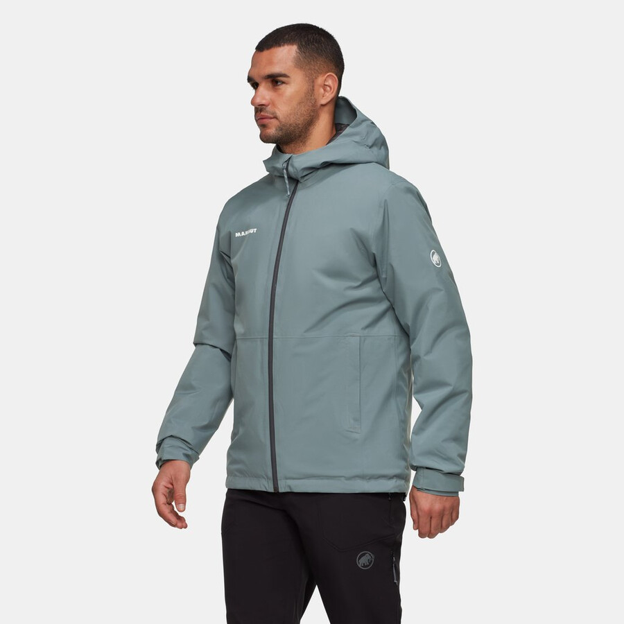 jaqueta com capuz linard hs thermo masculina azul-petróleo escuro e preto.