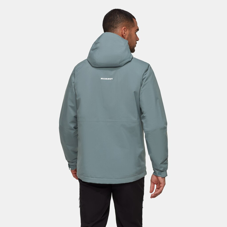 jaqueta com capuz linard hs thermo masculina azul-petróleo escuro e preto.