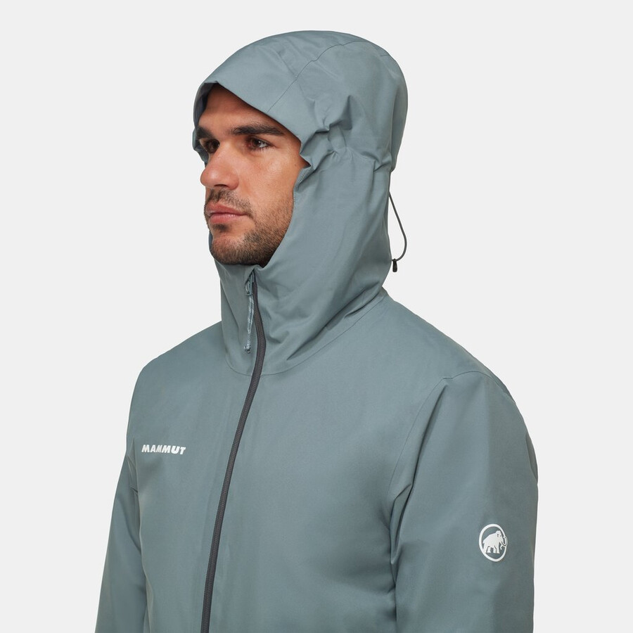 jaqueta com capuz linard hs thermo masculina azul-petróleo escuro e preto.