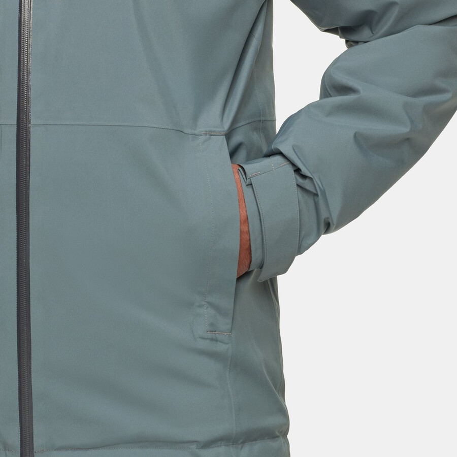 jaqueta com capuz linard hs thermo masculina azul-petróleo escuro e preto.