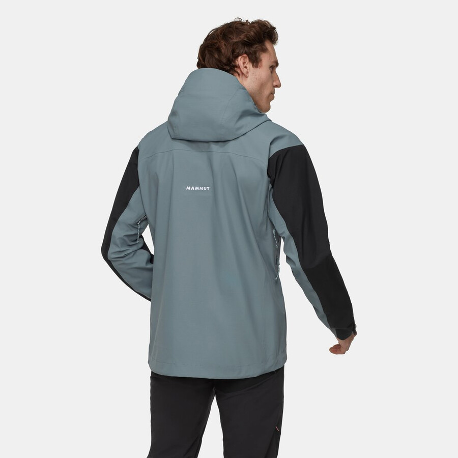 jaqueta com capuz taiss hs masculina azul-petróleo escuro e preto.