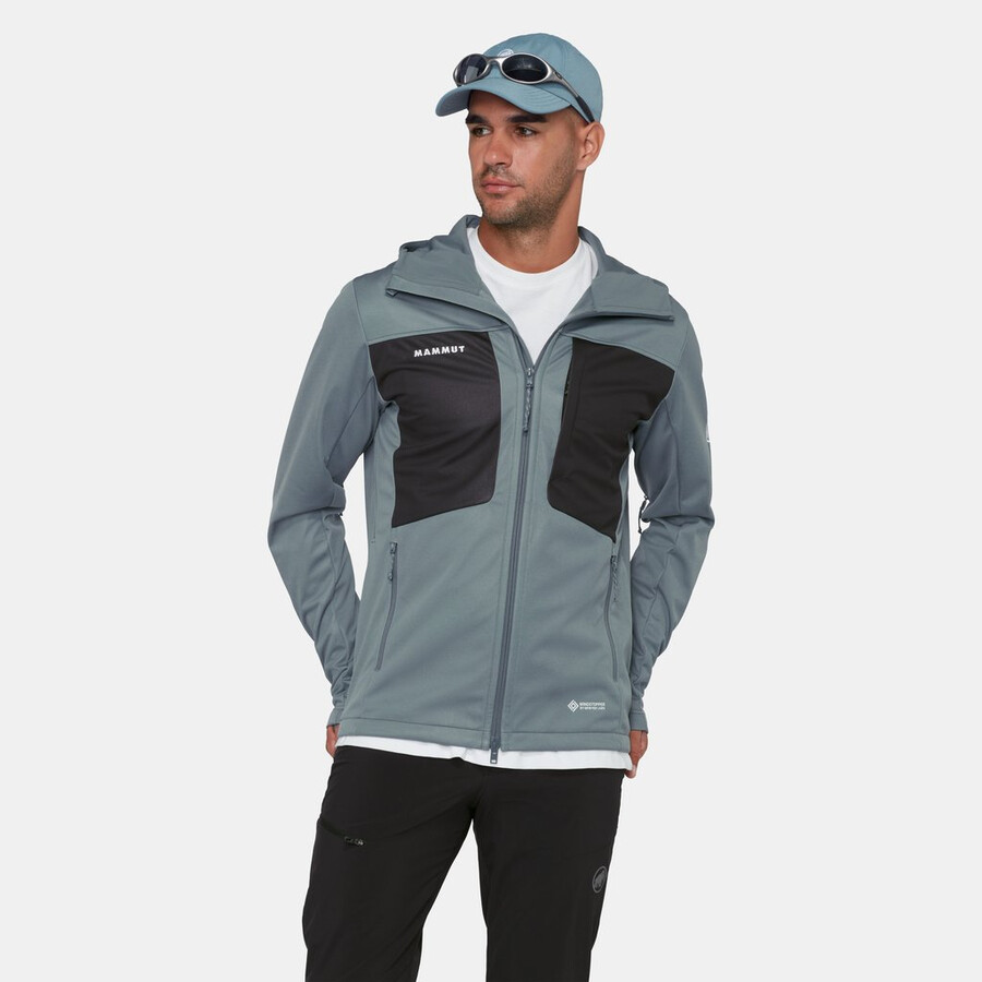 jaqueta com capuz ultimate viii so masculina mammut vermelha e preta