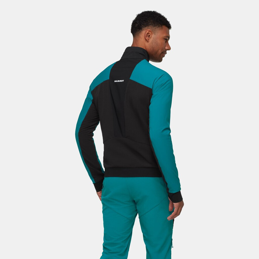 jaqueta híbrida aenergy in masculina azul-petróleo escuro e preto.