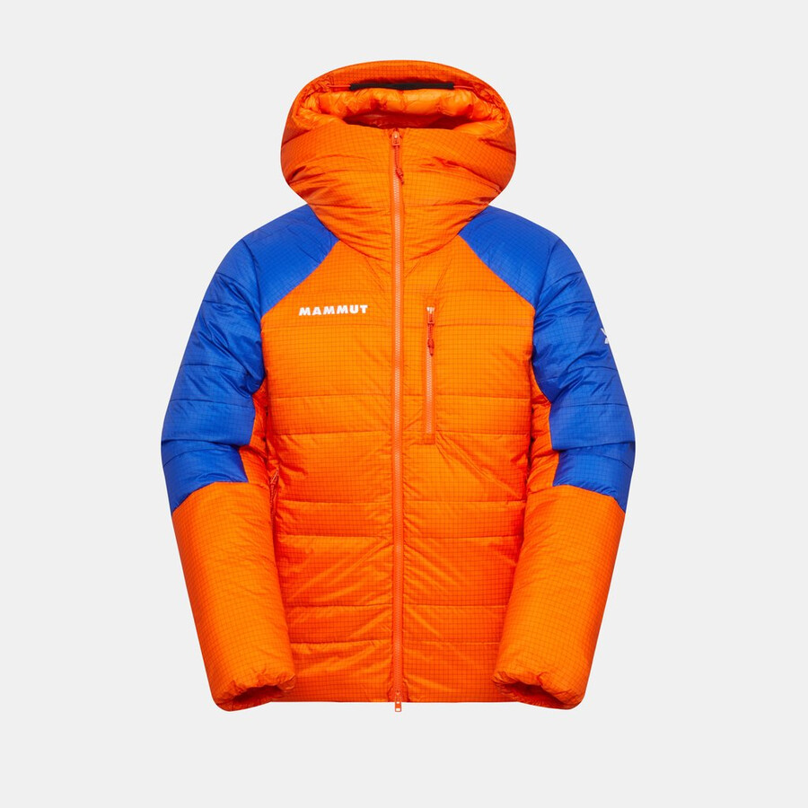 jaqueta com capuz eiger nordwand advanced down in masculina cor laranja eigerazul eiger