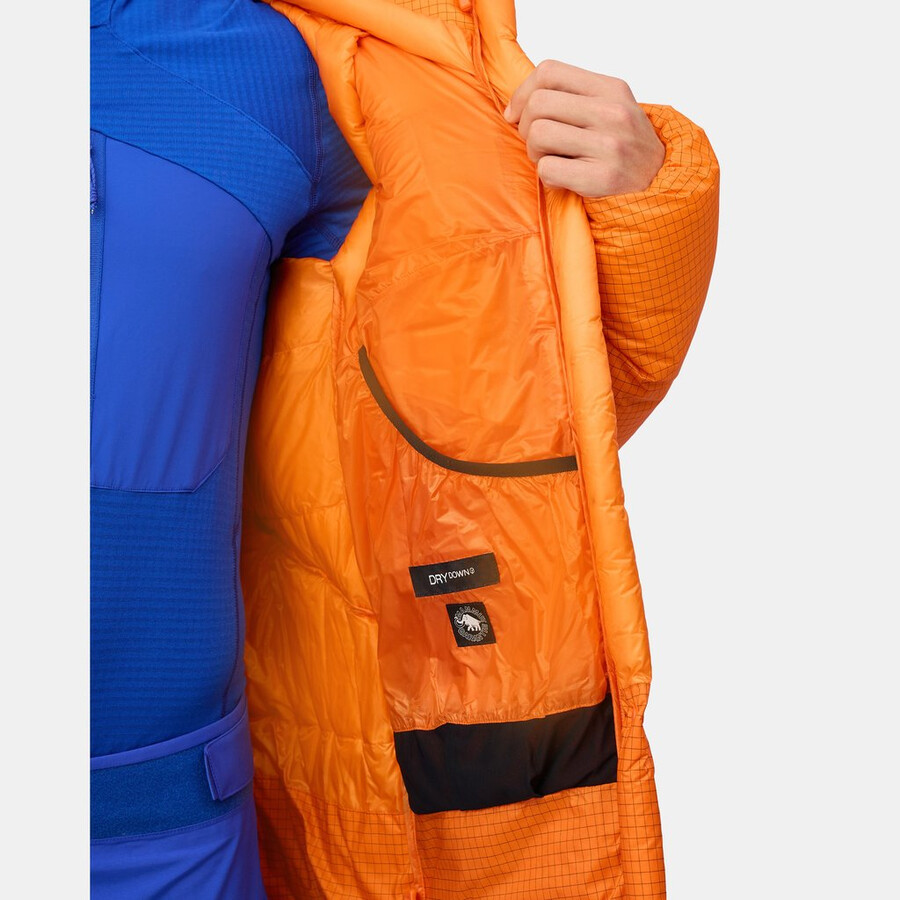 jaqueta com capuz eiger nordwand advanced down in masculina cor laranja eigerazul eiger