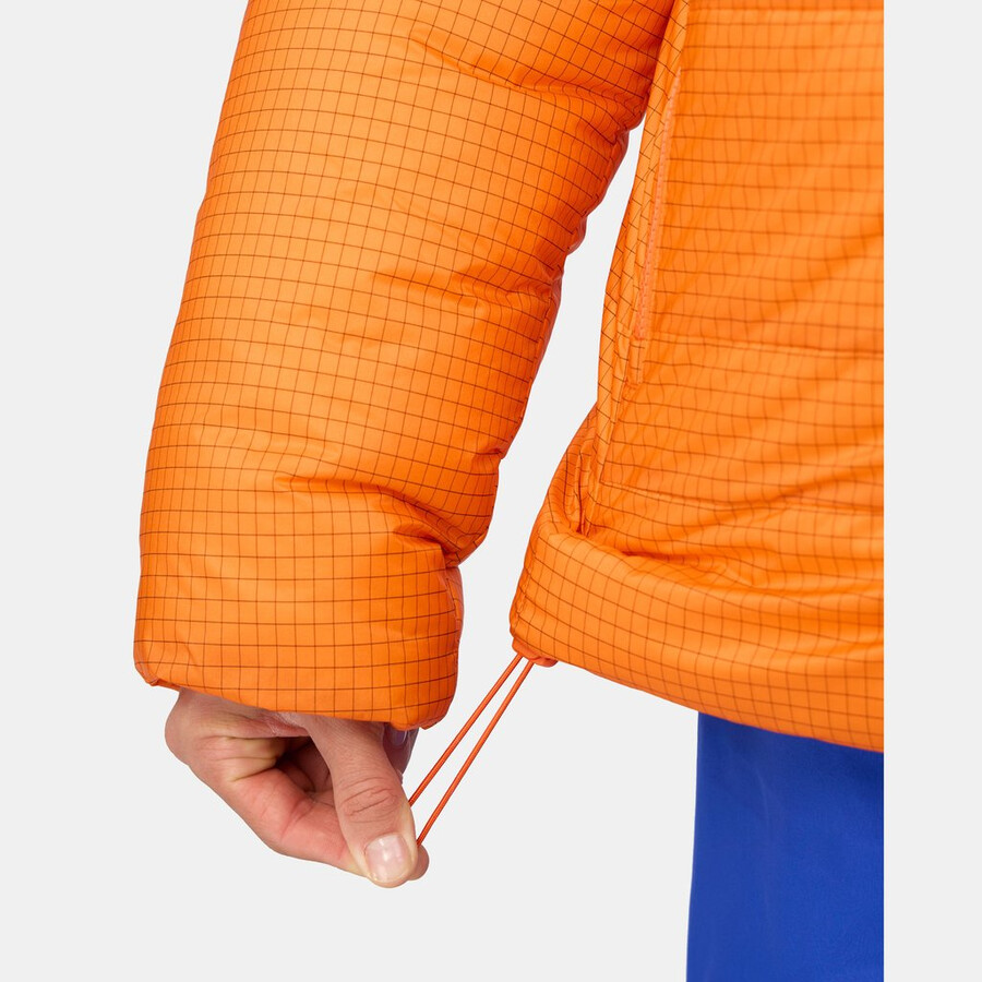 jaqueta com capuz eiger nordwand advanced down in masculina cor laranja eigerazul eiger