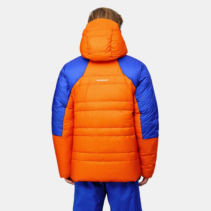 jaqueta com capuz eiger nordwand advanced down in masculina cor laranja eigerazul eiger
