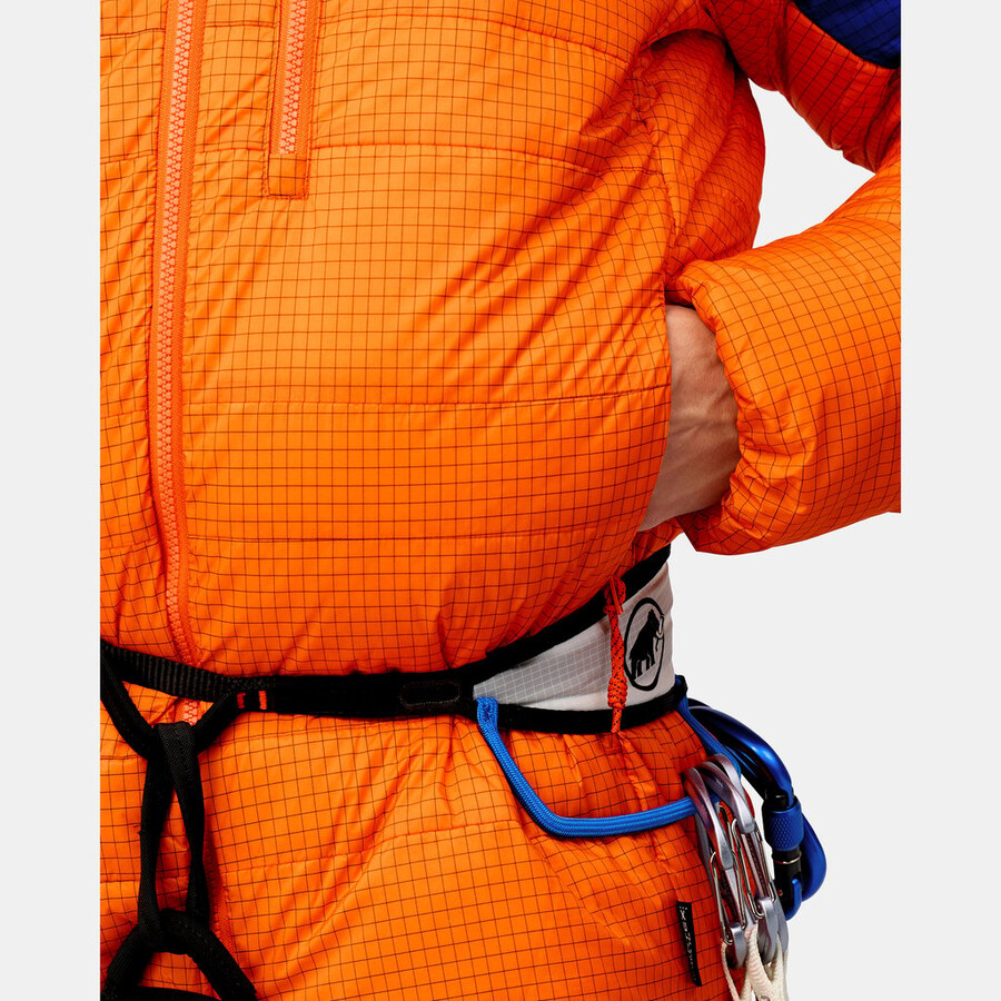 jaqueta com capuz eiger nordwand advanced down in masculina cor laranja eigerazul eiger