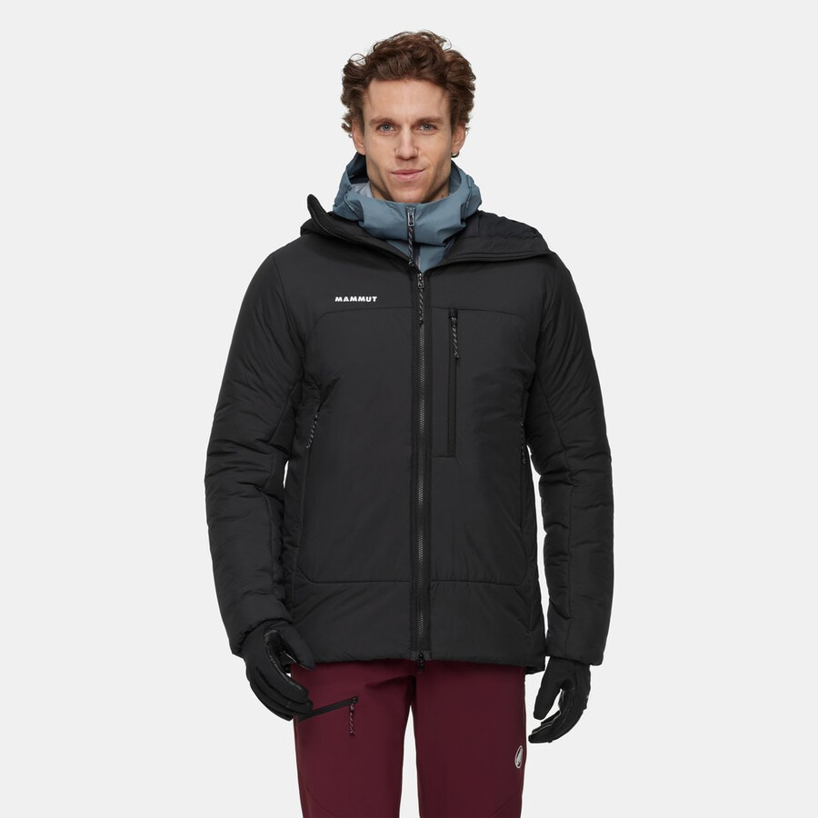 jaqueta com capuz rime pro belay in masculina cor preta.