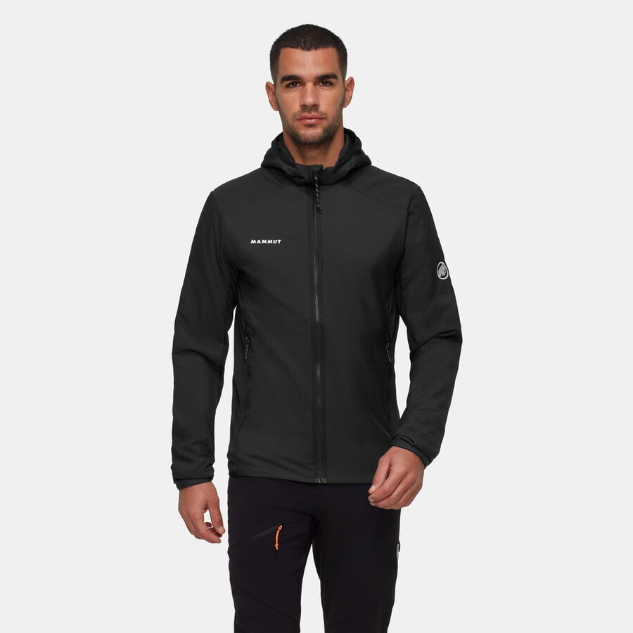 jaqueta com capuz híbrida rime light in para homem cor verde-azulado escuro e preto.