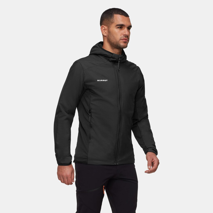 jaqueta com capuz híbrida rime light in para homem cor verde-azulado escuro e preto.