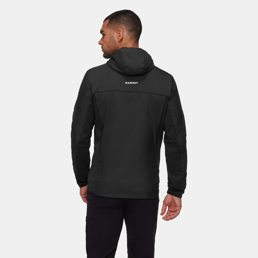 jaqueta com capuz híbrida rime light in para homem cor verde-azulado escuro e preto.