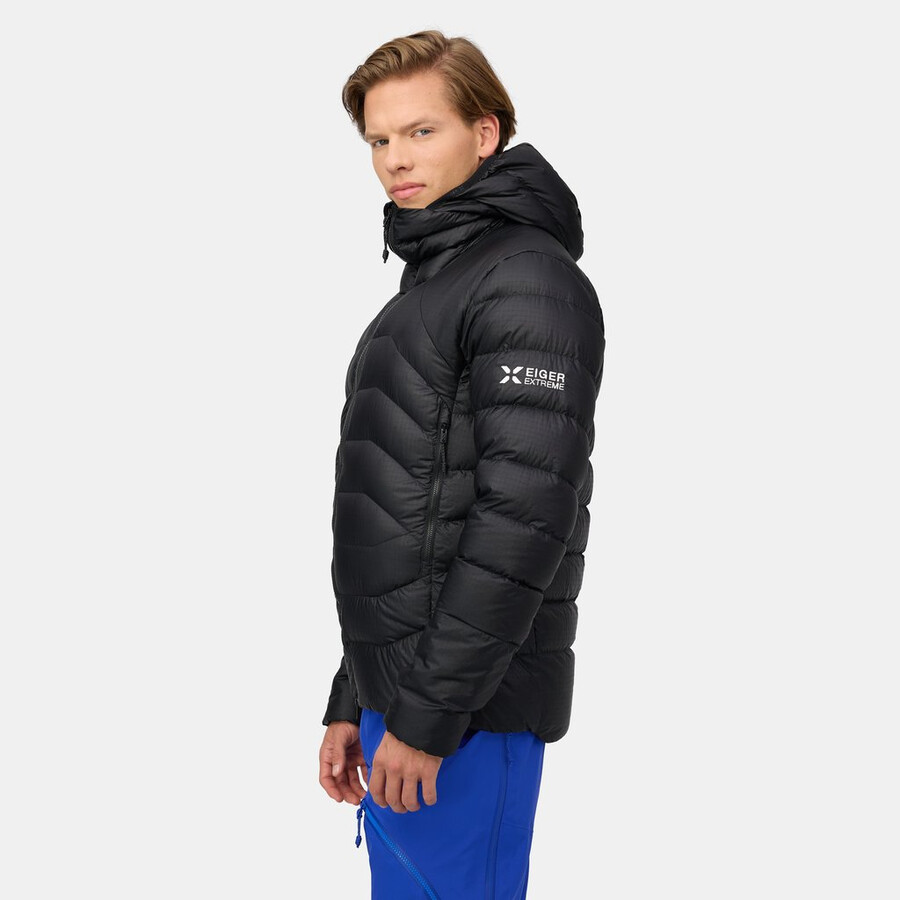 jaqueta com capuz eiger nordwand light down in masculina preta