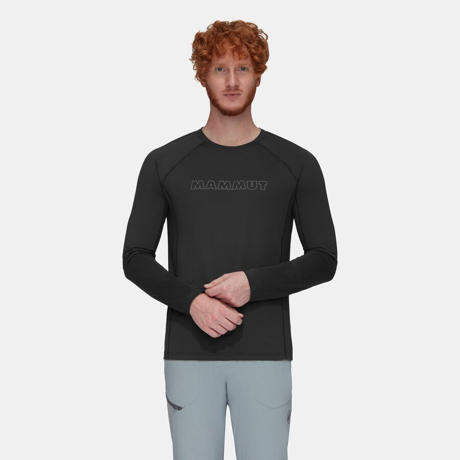 camiseta masculina de manga comprida selun fl com logo preto