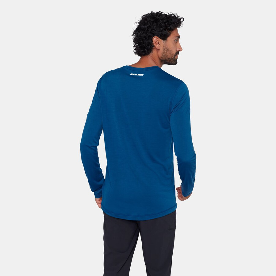camiseta masculina tree wool fl de manga comprida cor verde-azulado mesclado.