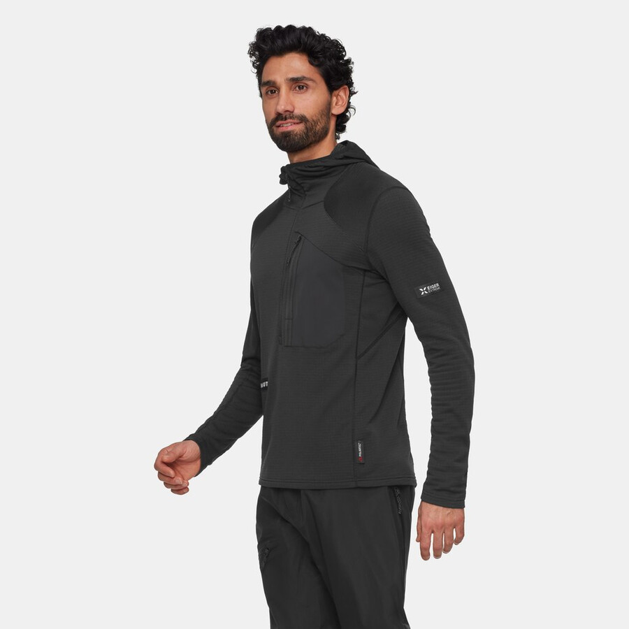 moletom com capuz eiger nordwand advanced fl com meio zíper masculino preto.