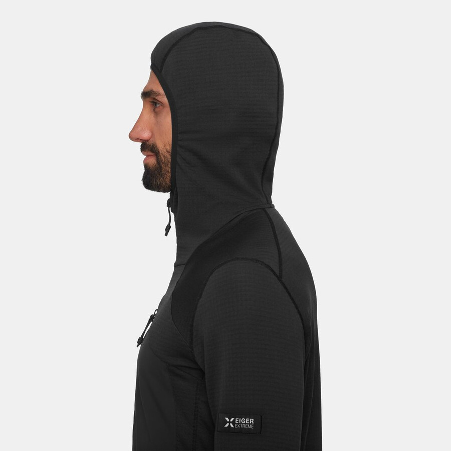 moletom com capuz eiger nordwand advanced fl com meio zíper masculino preto.