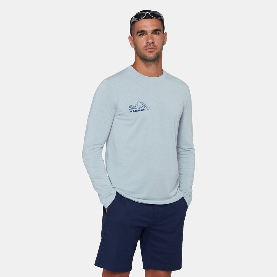 camiseta de manga comprida mountain masculina azul mlisalphorn nebla