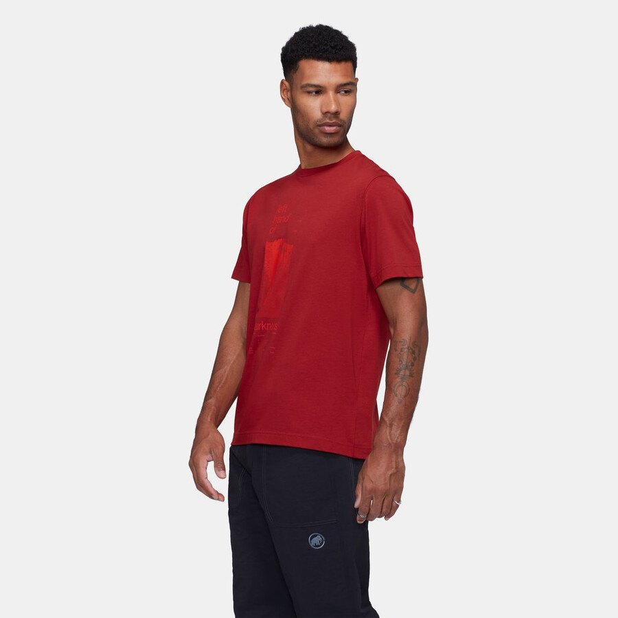camiseta mammut base masculina mão mammut vermelho escuro