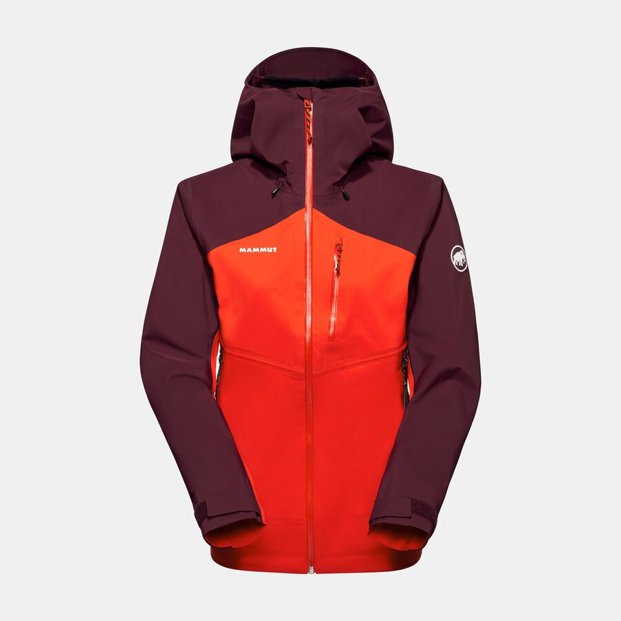 jaqueta com capuz alto guide hs feminina mammut vermelha-vin
