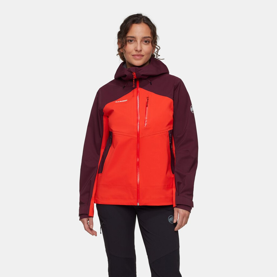 jaqueta com capuz alto guide hs feminina mammut vermelha-vin