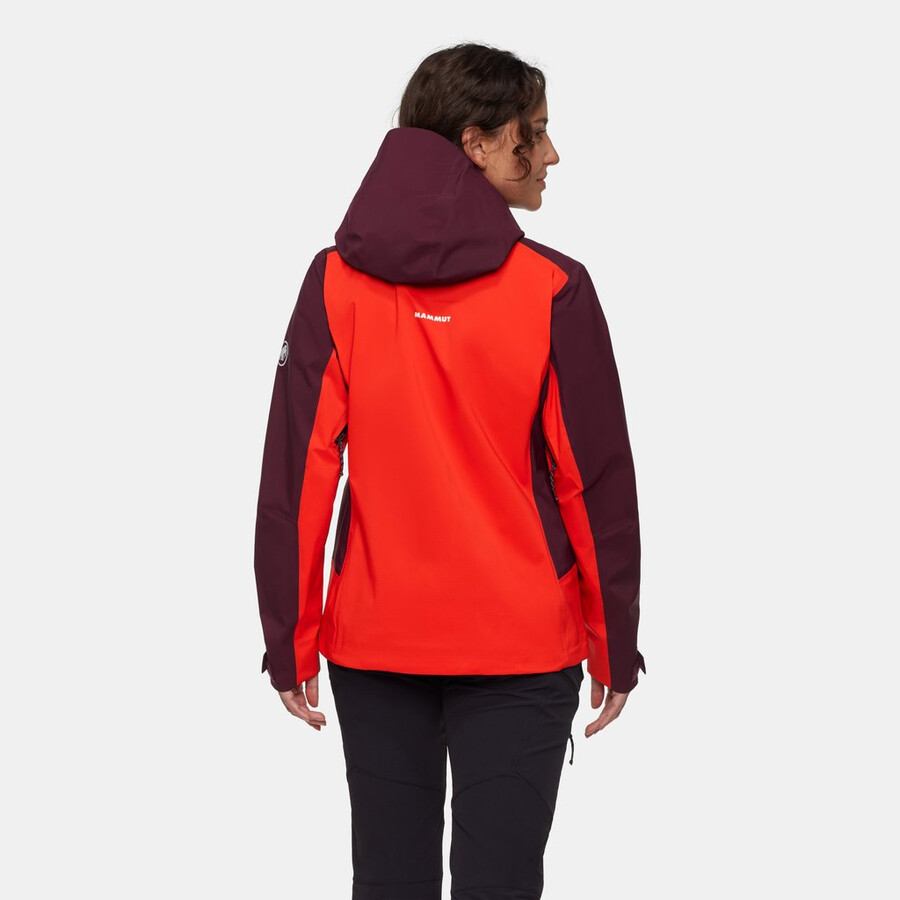 jaqueta com capuz alto guide hs feminina mammut vermelha-vin