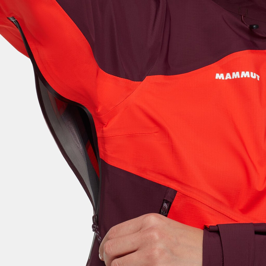 jaqueta com capuz alto guide hs feminina mammut vermelha-vin