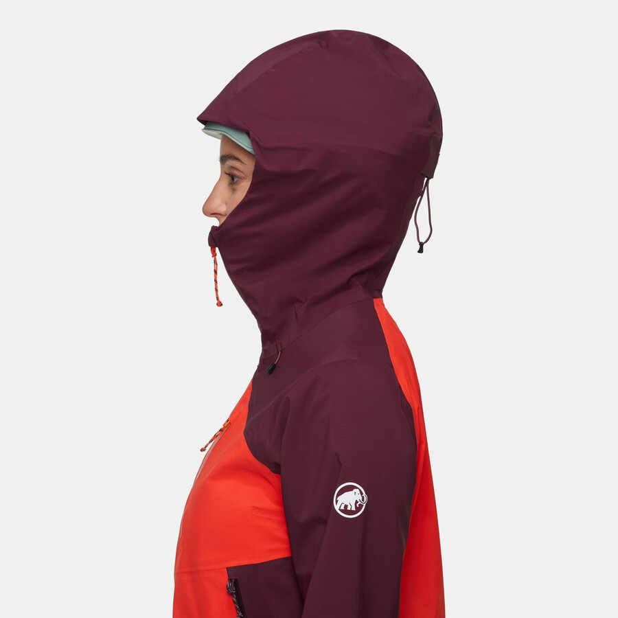 jaqueta com capuz alto guide hs feminina mammut vermelha-vin