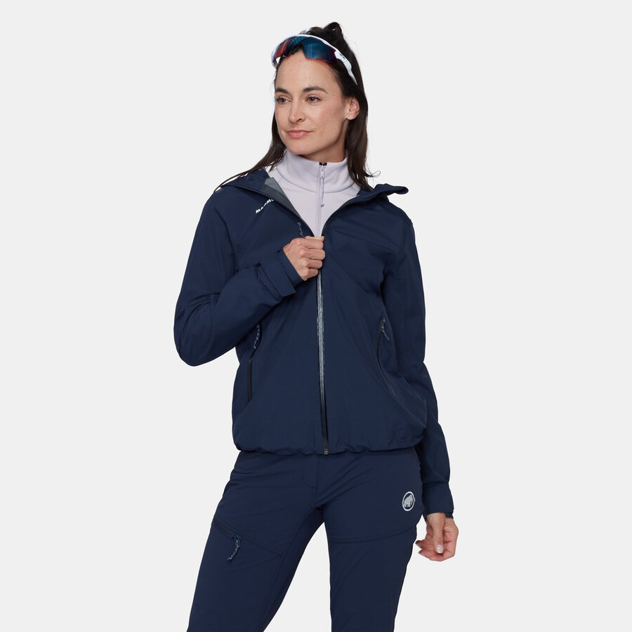 jaqueta com capuz alto light hs feminina cor marine.