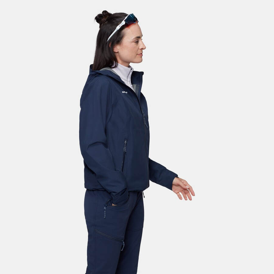 jaqueta com capuz alto light hs feminina cor marine.