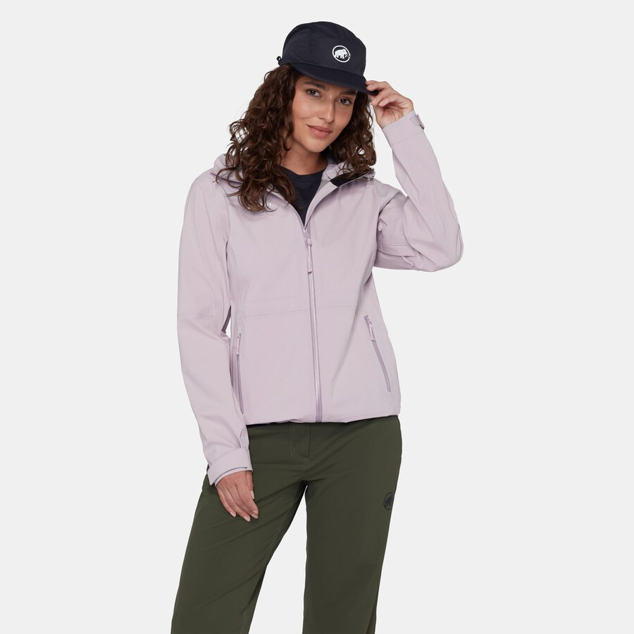 jaqueta com capuz linard guide hs feminina mammut vermelha-vin