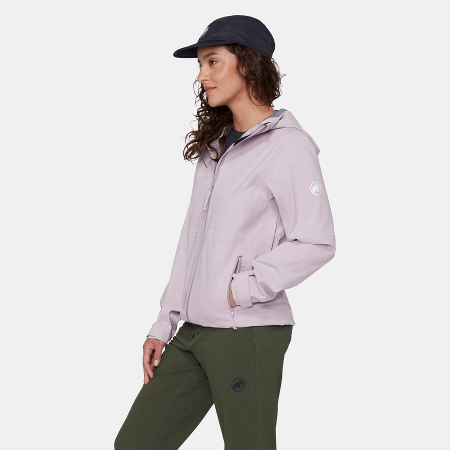 jaqueta com capuz linard guide hs feminina mammut vermelha-vin