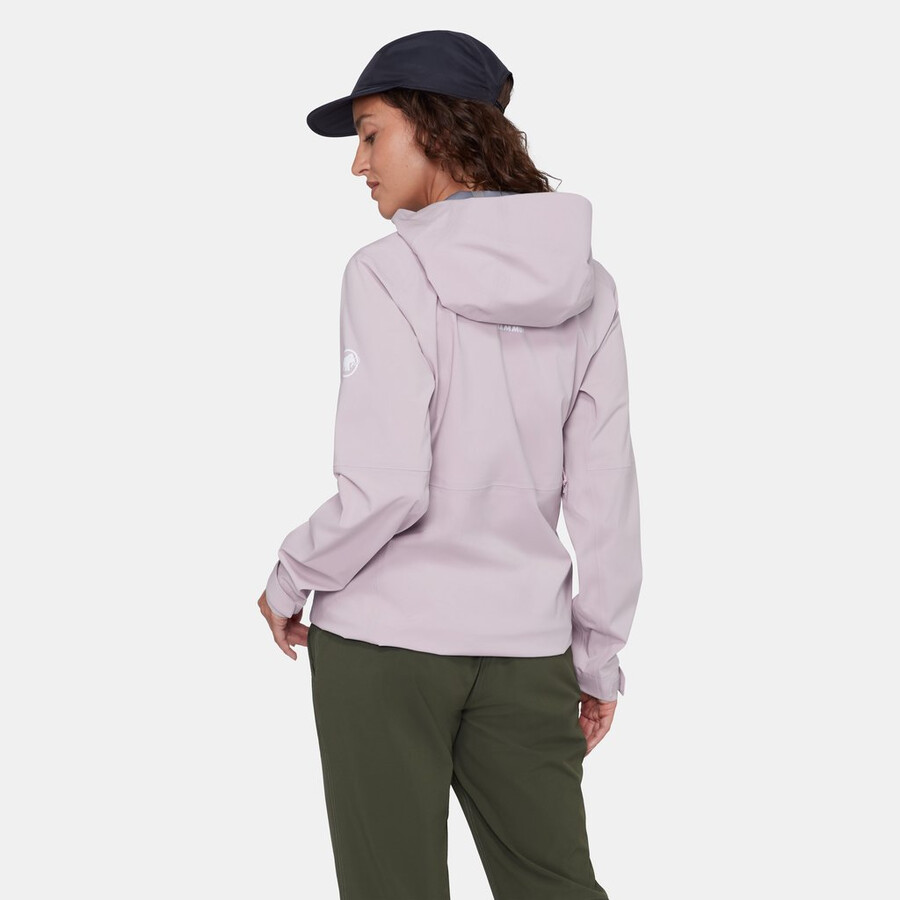 jaqueta com capuz linard guide hs feminina mammut vermelha-vin