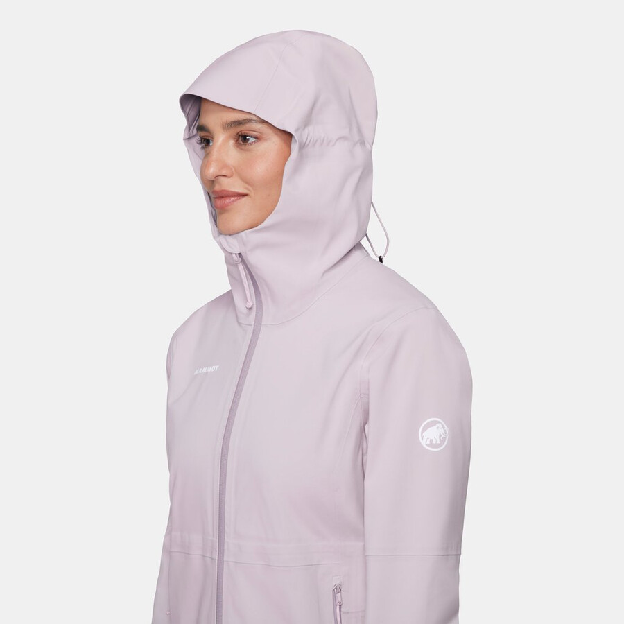 jaqueta com capuz linard guide hs feminina mammut vermelha-vin