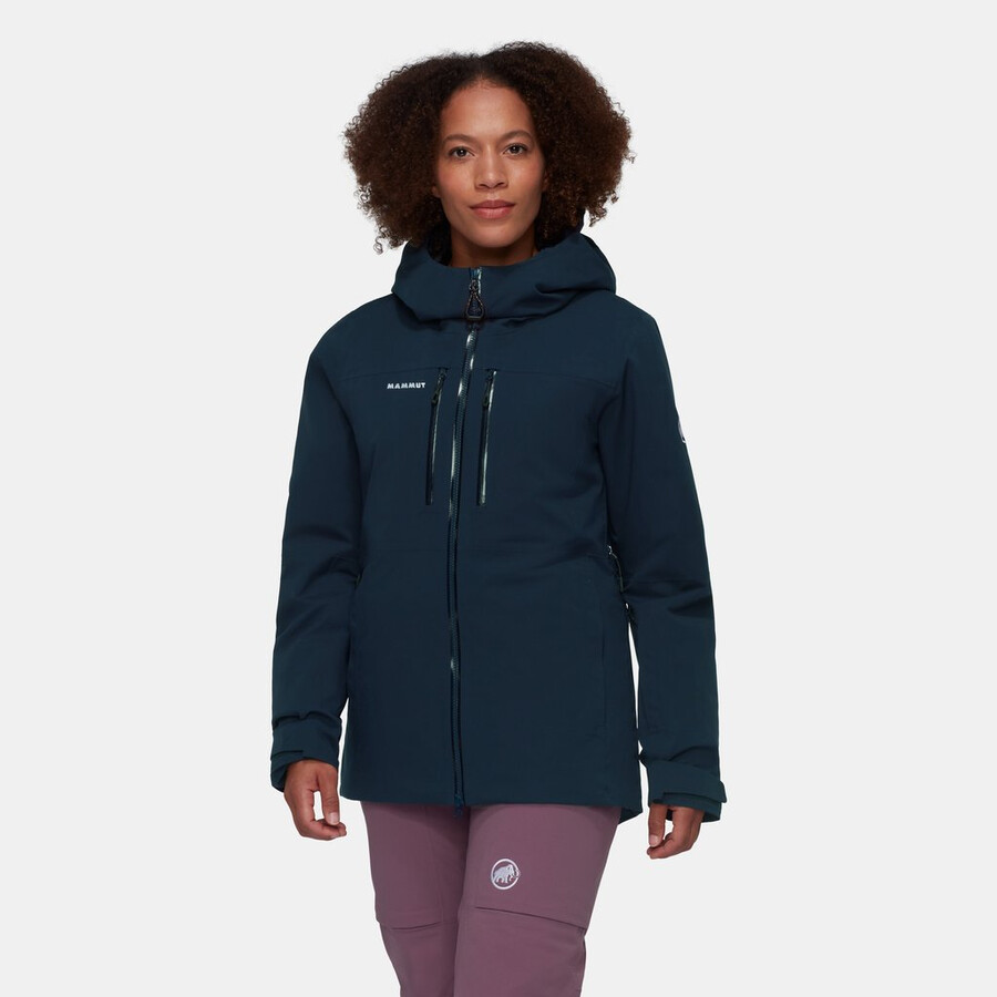 jaqueta com capuz stoney hs thermo feminina azul marinho