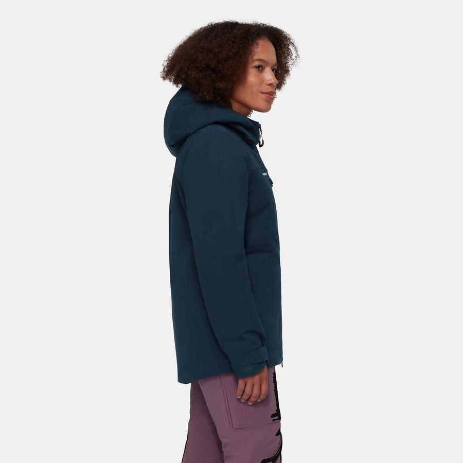 jaqueta com capuz stoney hs thermo feminina azul marinho