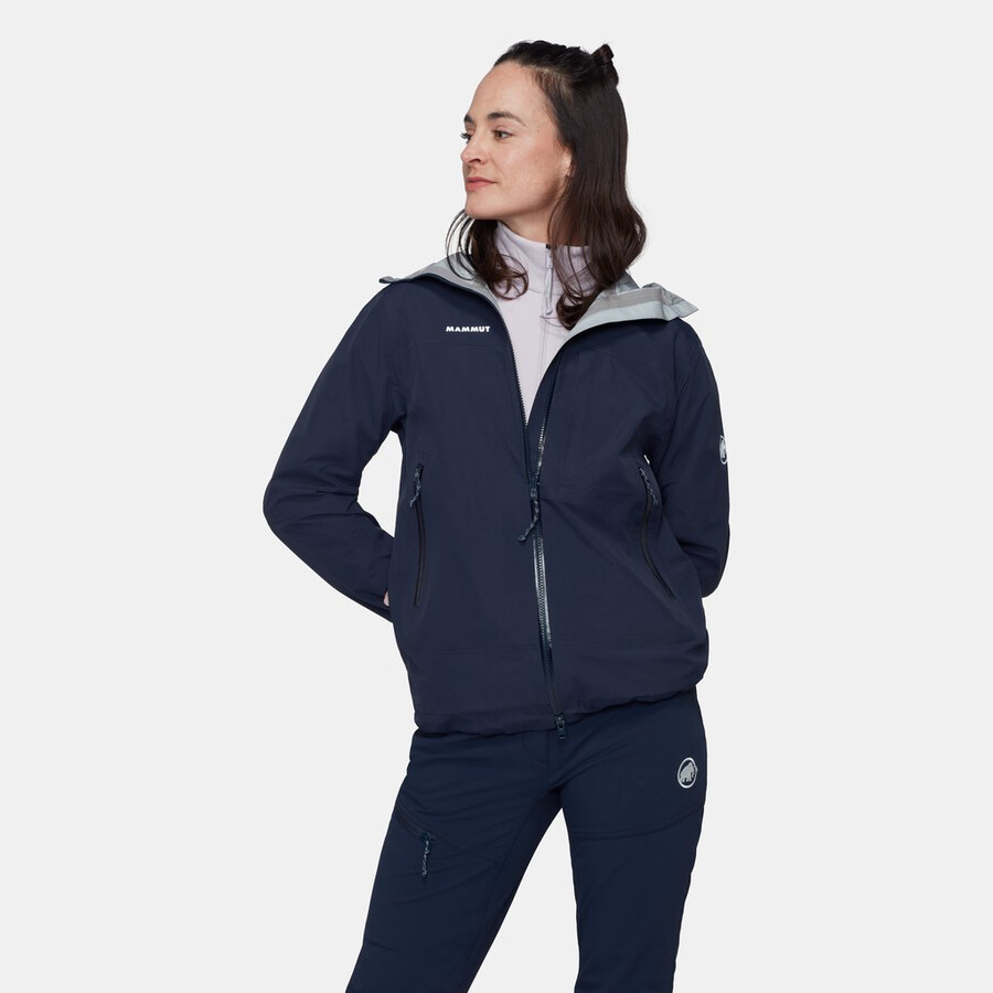 jaqueta com capuz alto guide hs feminina azul glaciar