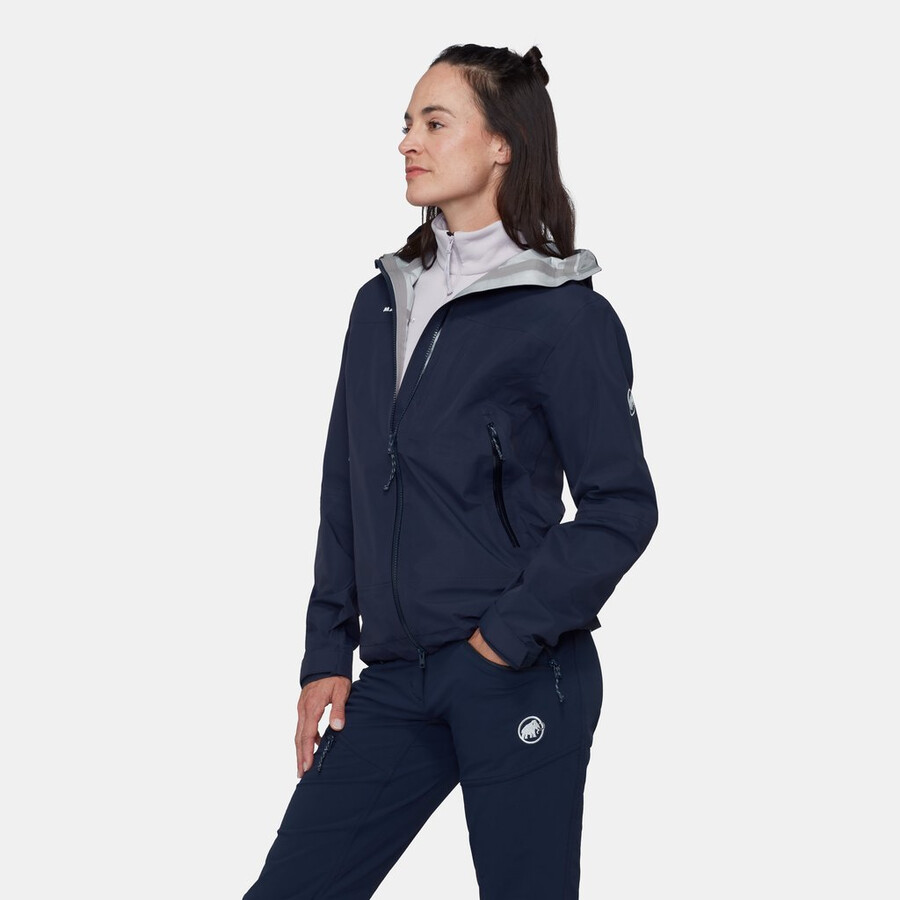 jaqueta com capuz alto guide hs feminina azul glaciar