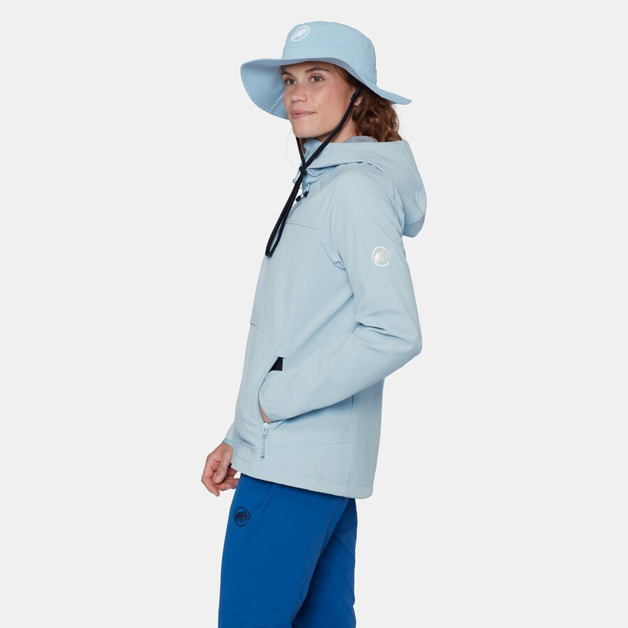 jaqueta com capuz ultimate comfort so feminina cor verde-azulado escuro.