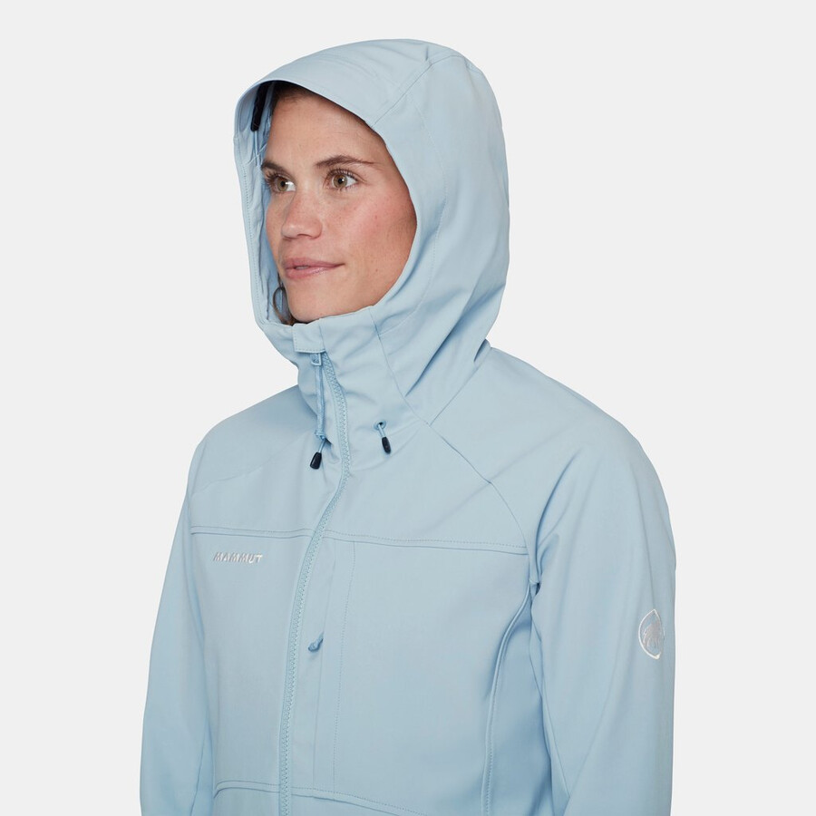 jaqueta com capuz ultimate comfort so feminina cor verde-azulado escuro.