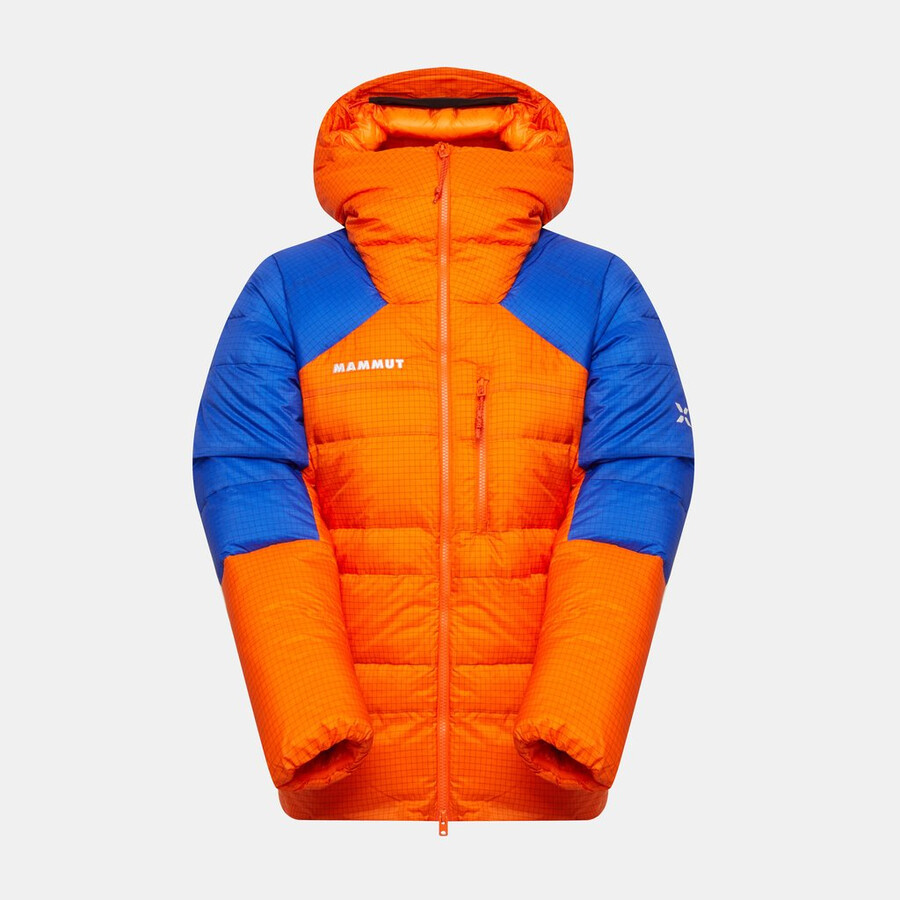 jaqueta com capuz eiger nordwand advanced down in feminina cor laranja eigerazul eiger